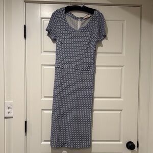 Tory Burch Blue Patterned Midi Dress